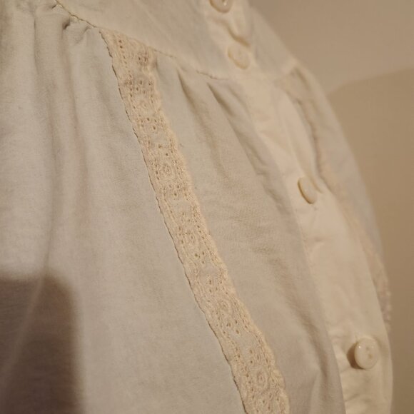 Cream wite blouse with ruffles and embroidery, XS-M size - Picture 2 of 5